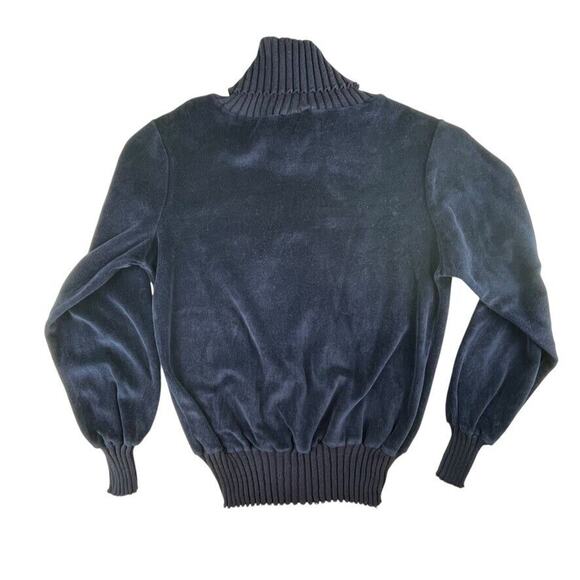 Vintage 1970s 80s velour turtleneck long sleeve shirt Out of Focus - Picture 2 of 3